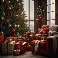 Christmas house in the night