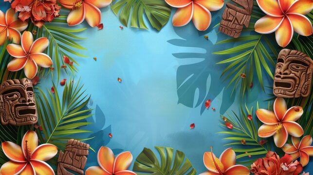 background for a party invitation, tropical and tiki theme