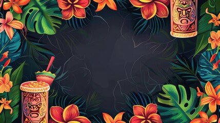 background for a party invitation, tropical and tiki theme