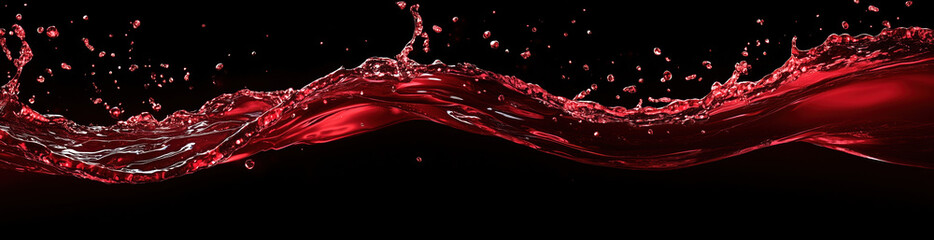 Hyperrealistic Wine Splash Scene on Black Background, Right and Left Sides