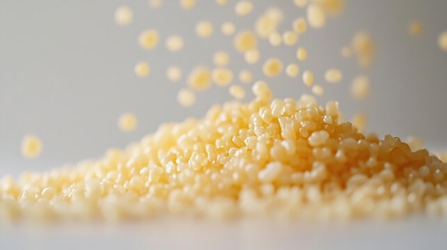 An image of quinoa falling onto a table