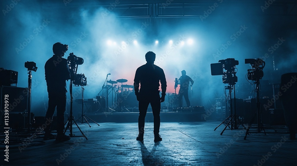 Poster silhouette of a person in a dramatic lighting setup for a performance.