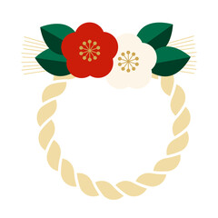 正月の縄飾り（梅、紅白）