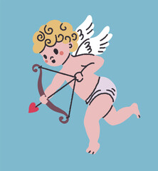 Cupid with bow cartoon illustration