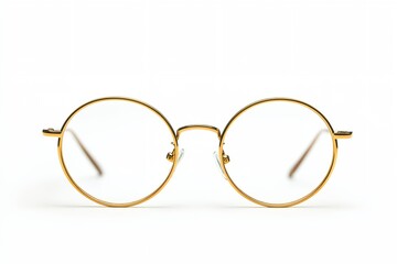 A pair of gold framed glasses with a white frame