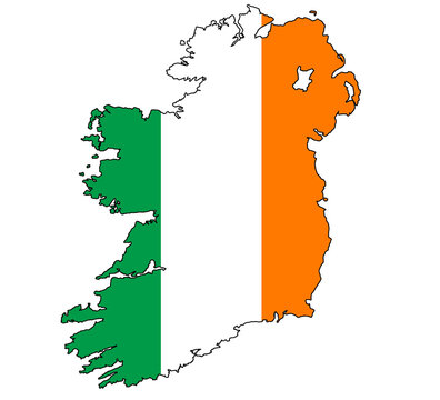 Outline of Ireland with flag inserted