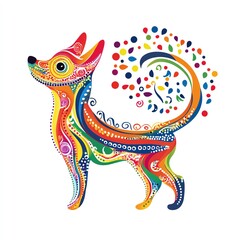 Fototapeta premium A colorful, artistic depiction of a dog with vibrant patterns and design elements.