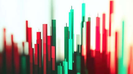 Obraz premium 2025 stock market candlestick chart, red and green candles against a white canvas.