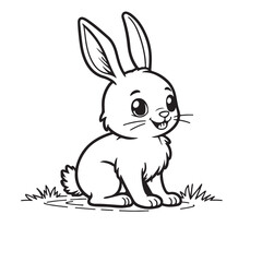 rabbit and carrot line art on white background 