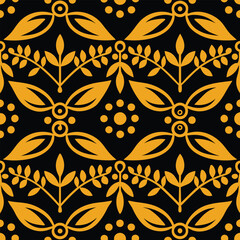 A vibrant and cheerful floral pattern featuring stylized flowers and leaves