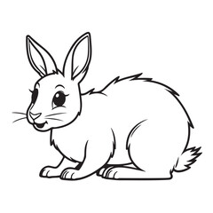 rabbit and carrot line art on white background 