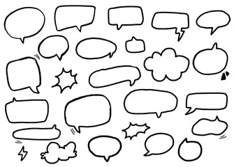 Set of blank empty speech bubbles for text, chat, message boxes. Vector illustration balloon speaking symbol conversation communication frame.Chalk textured dialog speech balloon. crayon