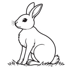 rabbit and carrot line art on white background 
