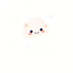 there is a cartoon jellyfish with a smile on its face.