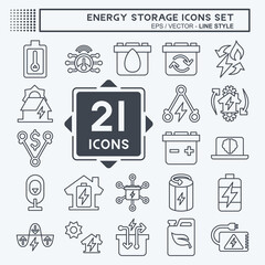 Icon Set Energy Storage. related to Education symbol. line style. editable