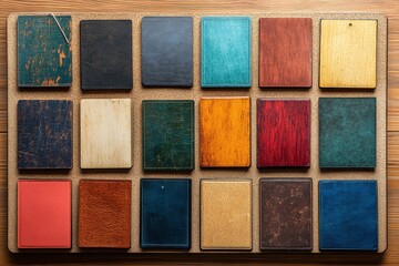 Fototapeta premium Neatly Arranged Instruction Cards on Corkboard