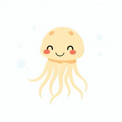 there is a cartoon jellyfish with a smile on its face.