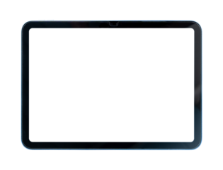Tablet with blank transparent screen and background- PNG format.