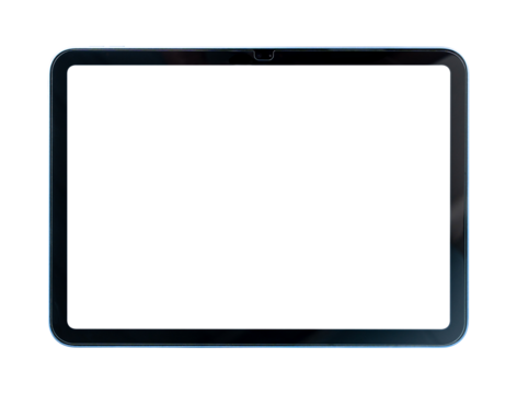 Tablet with blank transparent screen and background- PNG format.