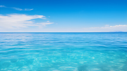 Fototapeta premium Eternal Blue: A Mesmerizing Azure Waterscape Adorned by a Clear Blue Sky
