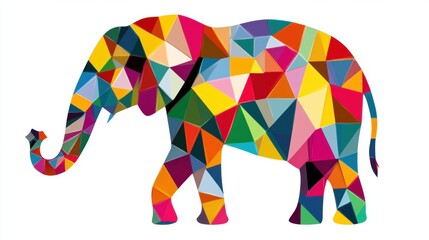 Colorful geometric elephant silhouette illustration.