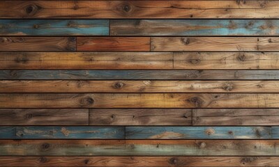Obraz premium Distressed Wood Plank Seamless Wallpaper for Flooring and Backgrounds with Rustic Charm, natural colors, textured wallpaper, distressed wood