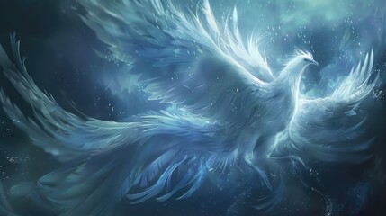 Obraz premium beautiful white pure phoenix wallpaper, detailed, far-away, cinematic