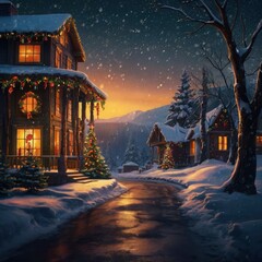 Obraz premium Christmas night in the city