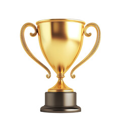 Gold Trophy Stands Tall, Isolated on PNG Transparent Background