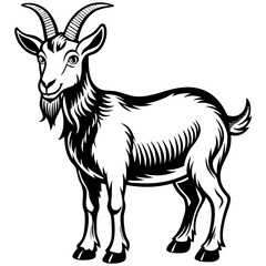 Goat vector illustration ,Goat Head svg, Goat Face svg, Farm Animal svg - Vector, Clipart, Cricut, CNC, Laser, Vinyl Cutter,