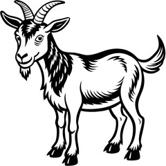 Goat vector illustration ,Goat Head svg, Goat Face svg, Farm Animal svg - Vector, Clipart, Cricut, CNC, Laser, Vinyl Cutter,