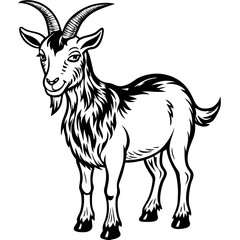 Goat vector illustration ,Goat Head svg, Goat Face svg, Farm Animal svg - Vector, Clipart, Cricut, CNC, Laser, Vinyl Cutter,