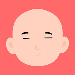 cartoon bald boy avatar character illustration design. emoticon head expression face