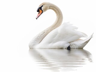 Obraz premium Elegant Swan in Water with White Background