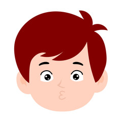 avatar kid boy different face emoticon with red hair cartoon