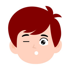 avatar kid boy different face emoticon with red hair cartoon