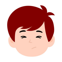 avatar kid boy different face emoticon with red hair cartoon