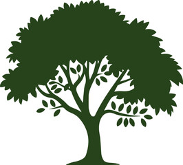 tree with roots, Green Tree icon silhouette vector style with white background