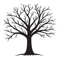 Black tree without leaves silhouette vector isolated on a white background