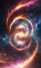 Glowing Particle Swirl in a Nebula Background, vibrant, futuristic, ethereal