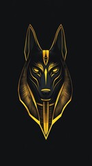 Majestic Anubis: Gold and Black Egyptian God Canine Head Illustration