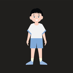 Fototapeta premium boy training with white and blue sports shirt. with many poses