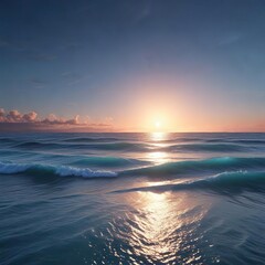 Obraz premium vast oceanic horizon with blue gradient waves, horizon, abstract nature, wave