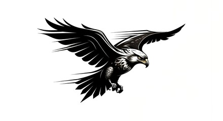 Obraz premium An abstract hawk design, styled to resemble an arrow in flight. Featuring sharp angles and smooth curves on a white background for a sleek aesthetic. 