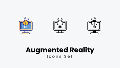 Augmented Reality Icons thin line and glyph vector icon stock illustration