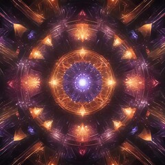 Obraz premium A kaleidoscope of shimmering lights reflected in a minimalist, geometric abstract pattern, modern,