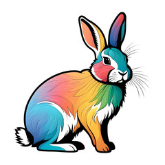 Obraz premium Colorful rabbit illustration on transparent background.