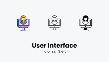 User Interface Icons thin line and glyph vector icon stock illustration