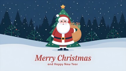 Merry Christmas and Happy New Year greeting card