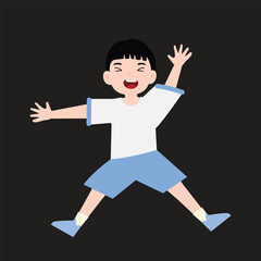 boy training with white and blue sports shirt. with many poses